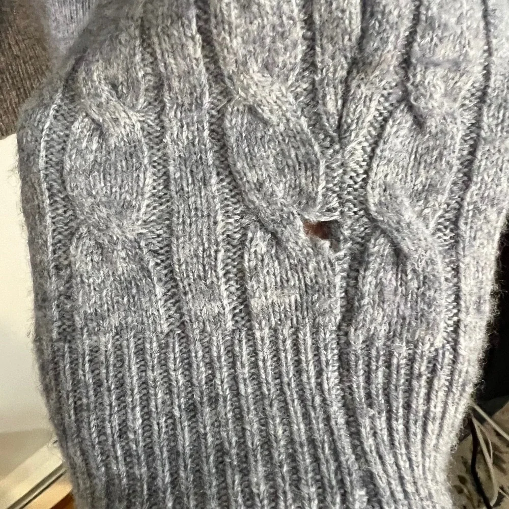 JACK‎ WILLS The Marlow 100% Merino Wool Grey Cable Knit Jumper Sweater, Sz XL